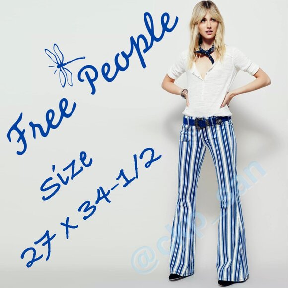 NWT Free People Jolene Hip Hugger Striped Flare Sz 27 - Picture 1 of 16